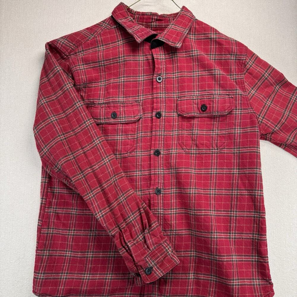 Flannel Shirt Cotton Red Large Men’s Long Sleeve Plaid Vintage Grunge Workwear